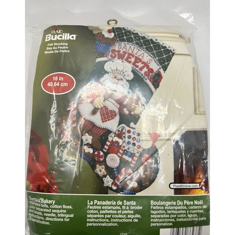 Bucilla Felt Christmas 16 inch Stocking Kit Santa's Bakery NEW 86437